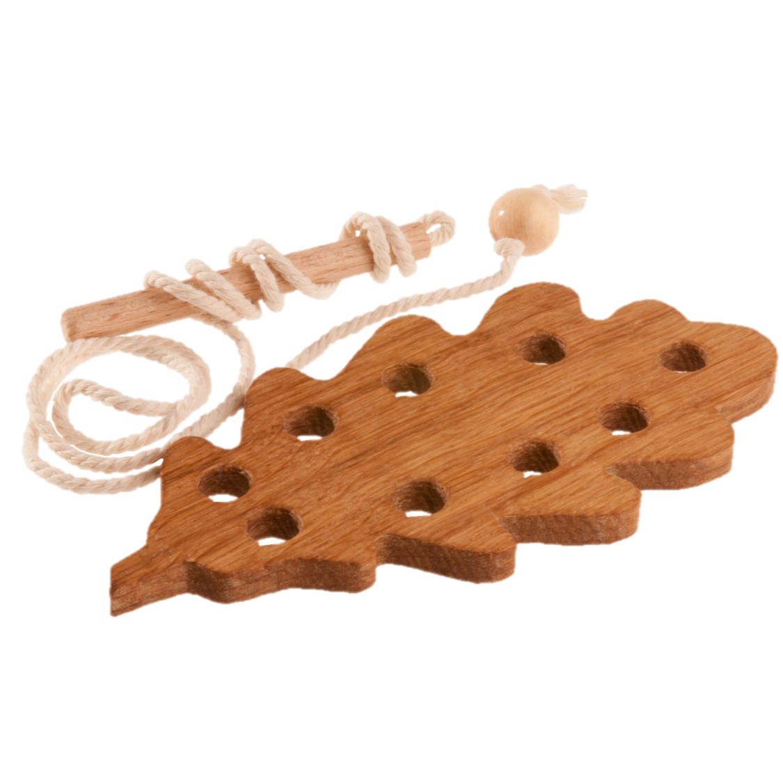 Montessori Wooden Lacing Toy — Leaf Set of 3