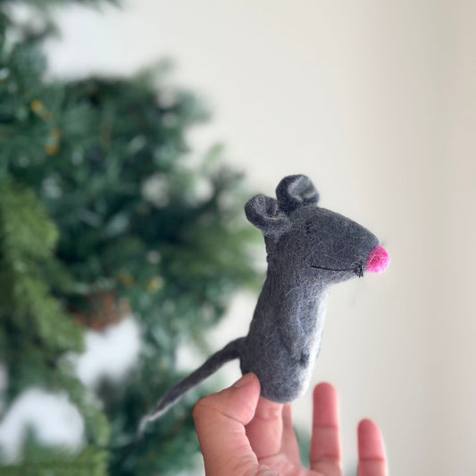 Mouse Finger Puppet - Chickadees Wooden Toys