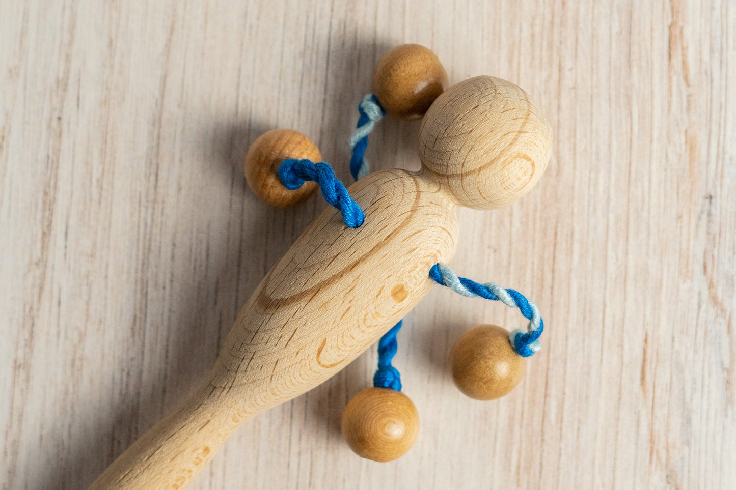 Organic Wooden Rattle toy with 4 beads