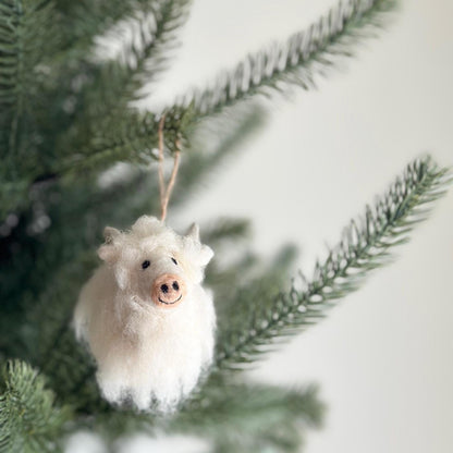 Needle Felted Highland Cow Ornament