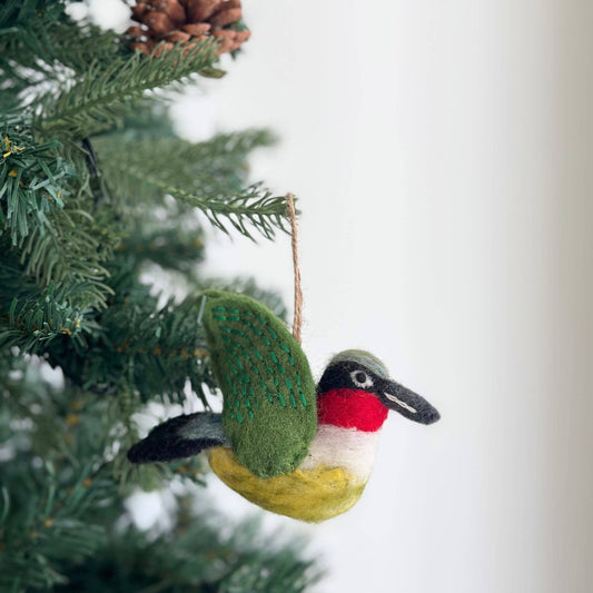 Needle Felted Hummingbird Ornament - Chickadees Wooden Toys