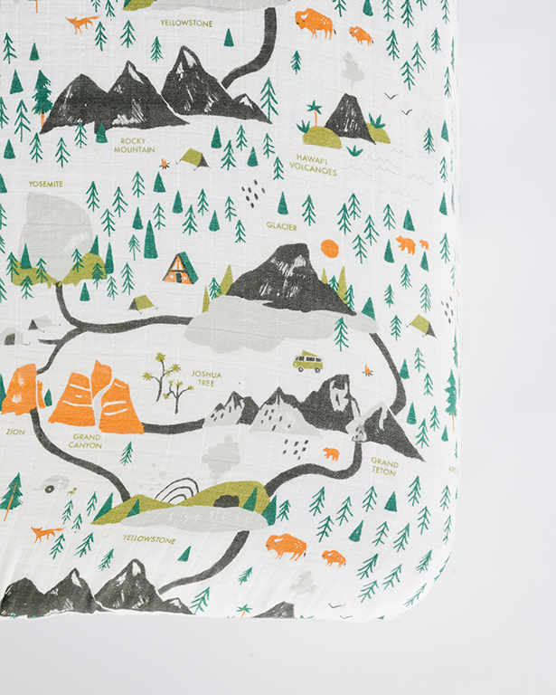 National Parks Crib Sheet - Chickadees Wooden Toys