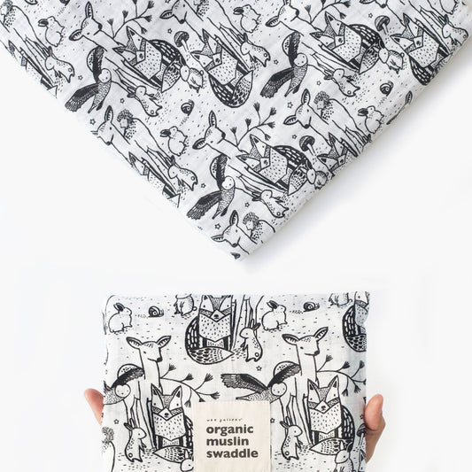 Organic Muslin Swaddle - Forest - Chickadees Wooden Toys