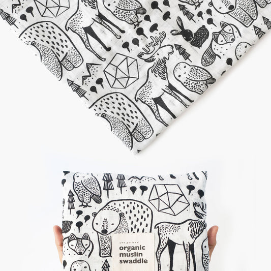 Organic Muslin Swaddle - Nordic - Chickadees Wooden Toys