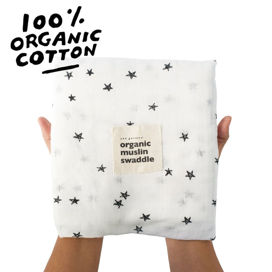 Organic Muslin Swaddle - Stars - Chickadees Wooden Toys