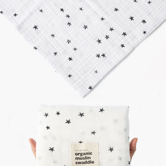 Organic Muslin Swaddle - Stars - Chickadees Wooden Toys