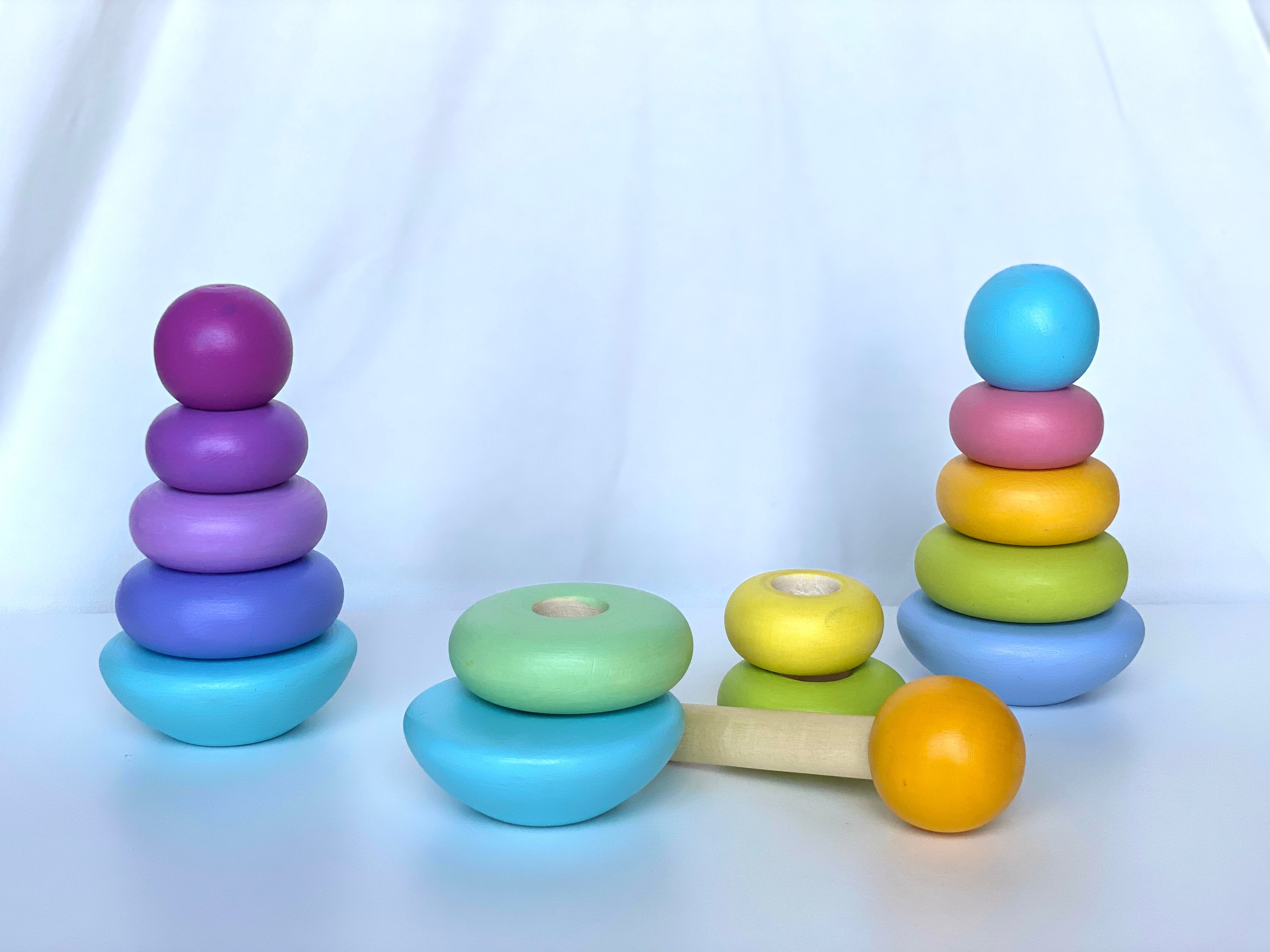 Wooden Ring Stacking Pyramid Pastel | Chickadees Wooden Toys