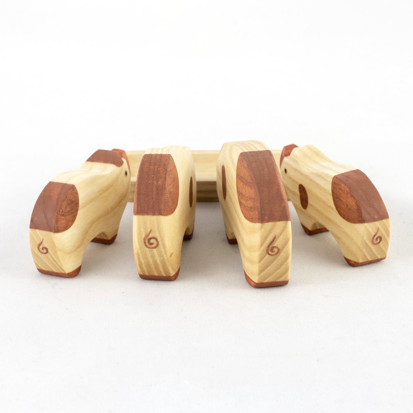 Wooden Pig toy Set painted- 4 pieces