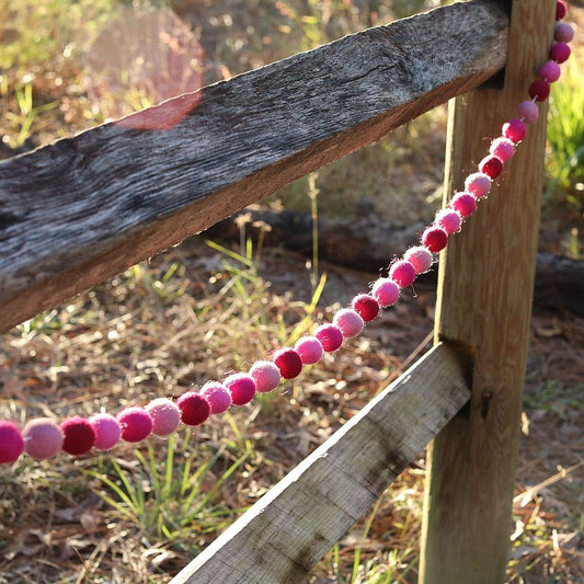 Pink Felt Ball Garland - Chickadees Wooden Toys