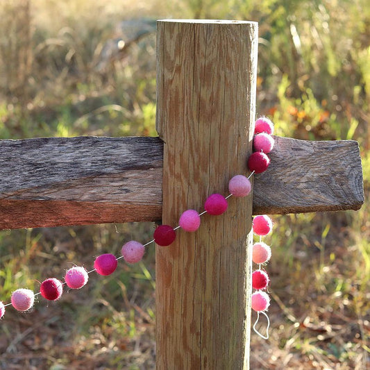 Pink Felt Ball Garland - Chickadees Wooden Toys