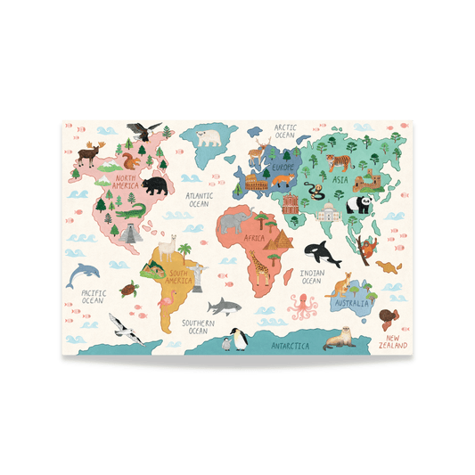 World Map Print - Chickadees Wooden Toys