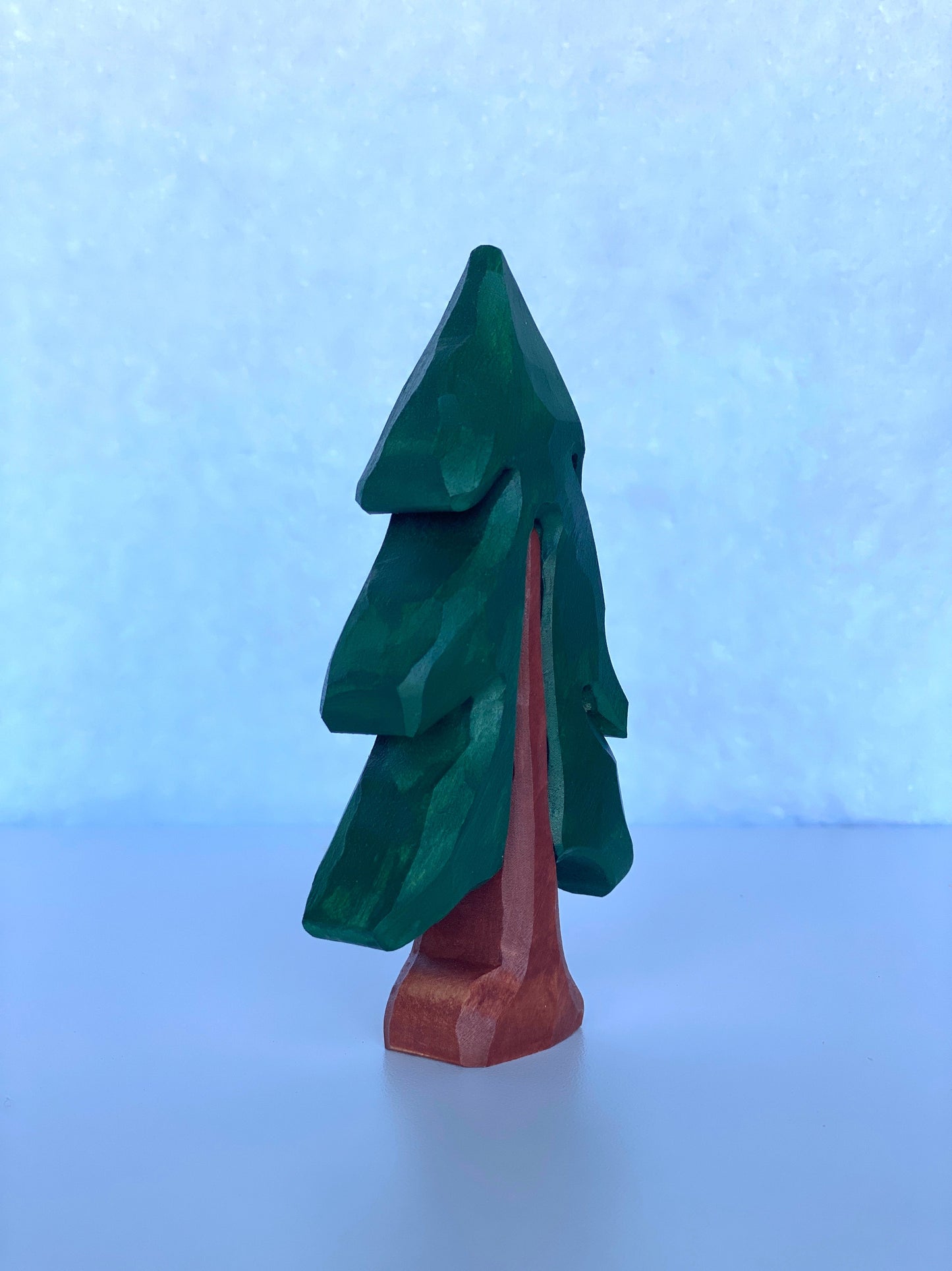Hand Carved Fir Tree Small World