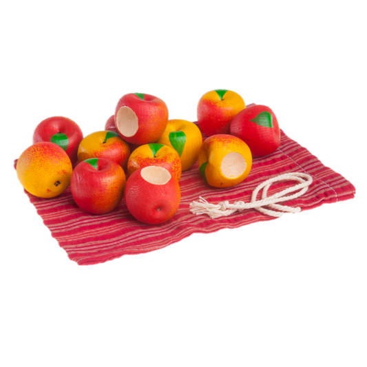 Educational Apple Counters Toy set of 12 in linen bag