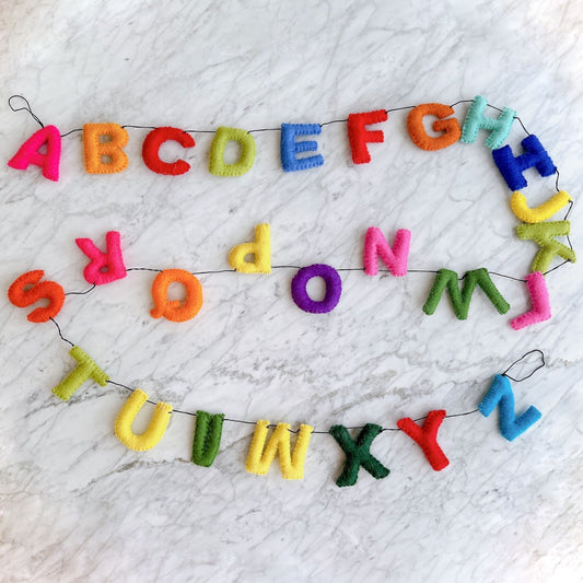 Rainbow Alphabet Banner Kids Room Garland 7ft - Chickadees Wooden Toys