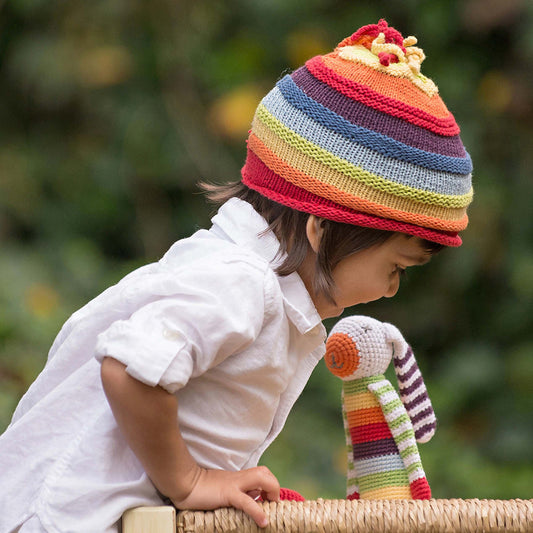 Baby Beanie - Rainbow Stripey - Chickadees Wooden Toys