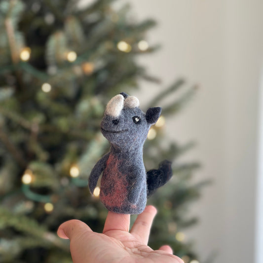 Rhino Finger Puppet - Chickadees Wooden Toys