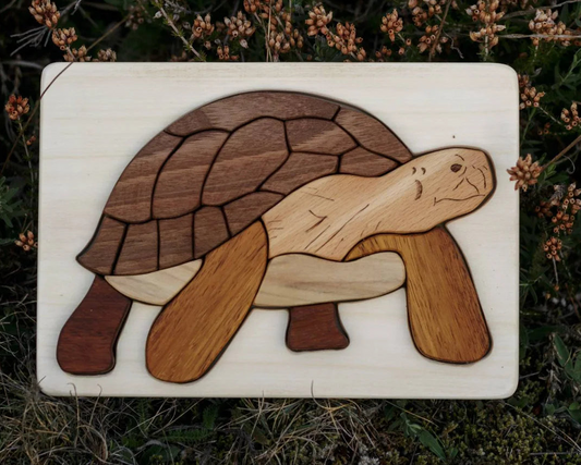 Turtle / Tortoise Wooden Puzzle in Natural Wood - Chickadees Wooden Toys