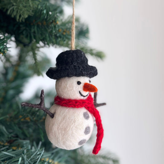 Snowman Ornament - Chickadees Wooden Toys