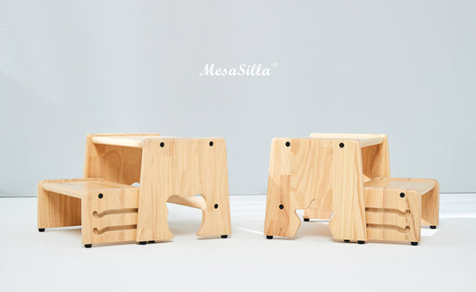 Mesasilla 2 Step Stool - Lightweight & Sturdy with Anti-Slip, Animal-Shaped Cutouts - Solid Wood Construction