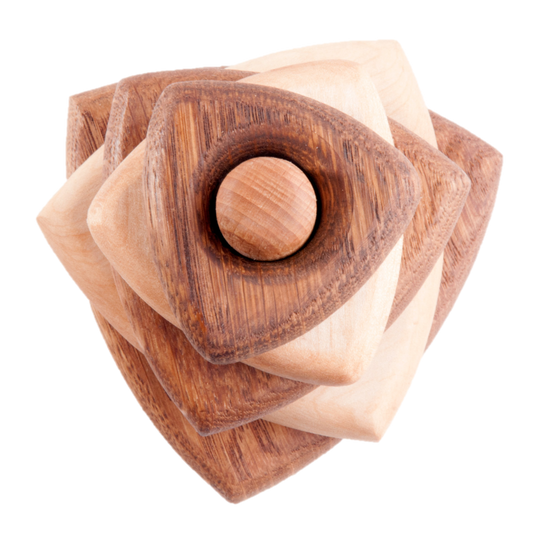 Wooden stacking toy in triangle shape from 2 types of wood - Chickadees Wooden Toys