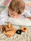 Wooden stacking toy in square shape from 6 types of wood