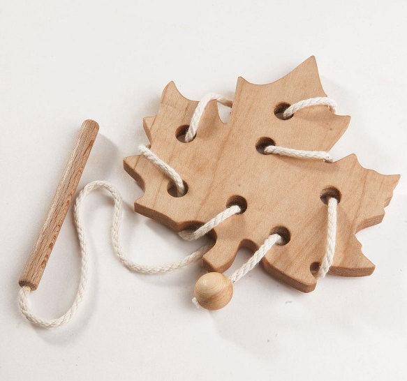 Maple Leaf Threading Activity Wooden Lacing Maple Leaf Threading Toy