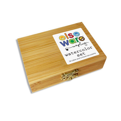 Watercolor Set – Bamboo Box – 18 Pans – Eco-Friendly - Chickadees Wooden Toys