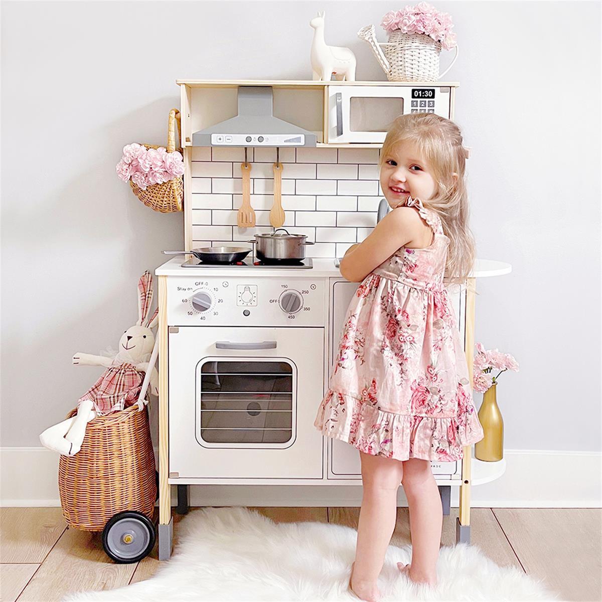 Tiny Land® Interactive Play Kitchen with Sounds & Cookware - Chickadees Wooden Toys