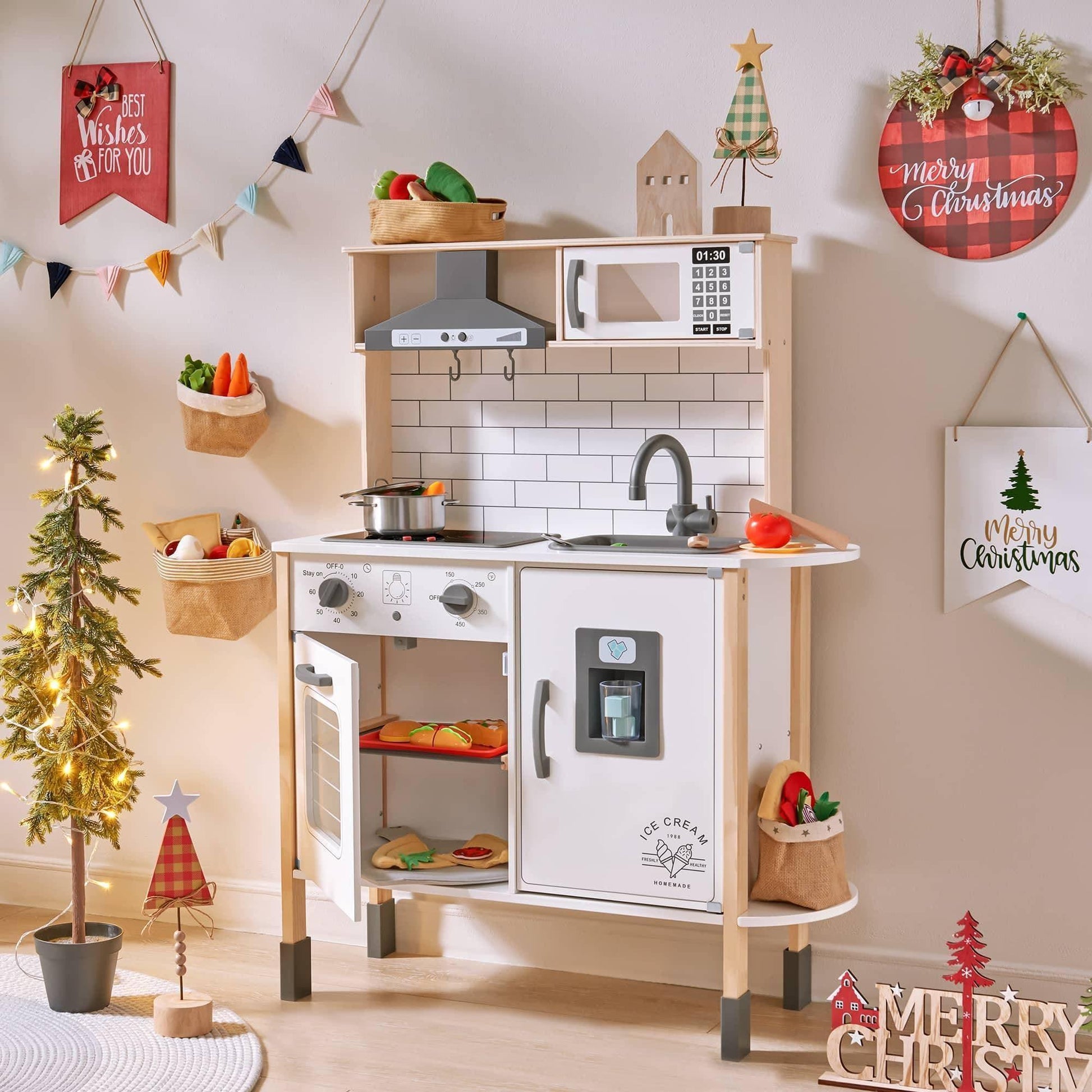 Tiny Land® Interactive Play Kitchen with Sounds & Cookware - Chickadees Wooden Toys