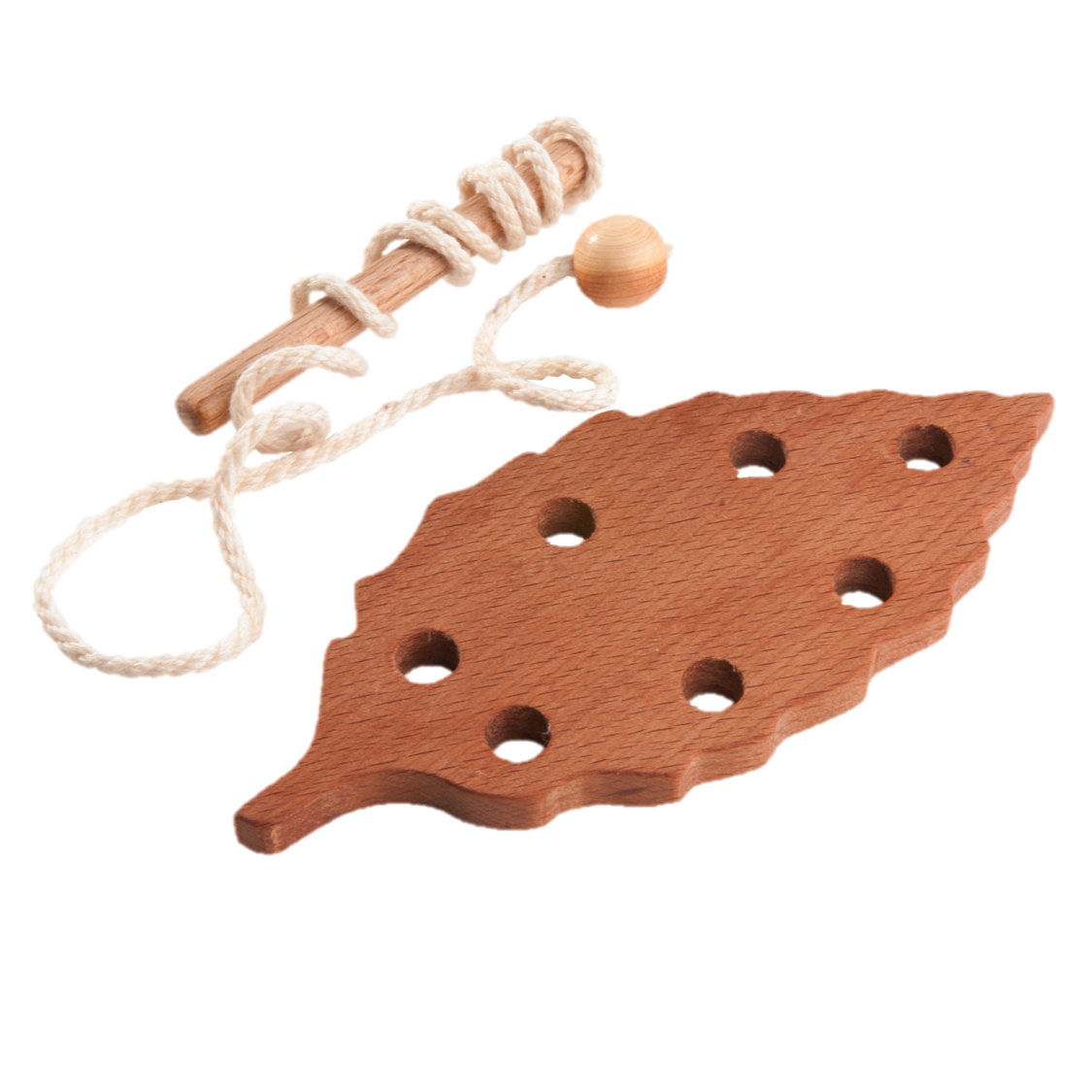 Montessori Wooden Lacing Toy — Leaf Set of 3