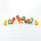 Waldorf Wooden Rooster with Chickens Set painted- 5 pieces