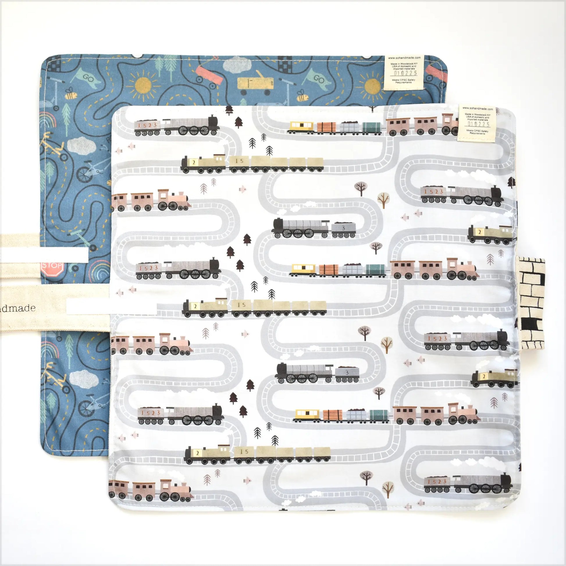 Train Play Mat for Toddlers – Portable Tracks for Travel - Chickadees Wooden Toys
