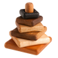 Wooden stacking toy in square shape from 6 types of wood