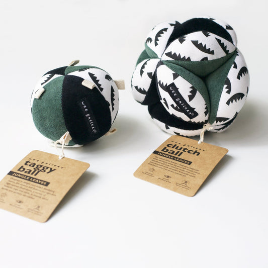 Jungle Leaves Clutch and Taggy Ball Bundle - Chickadees Wooden Toys
