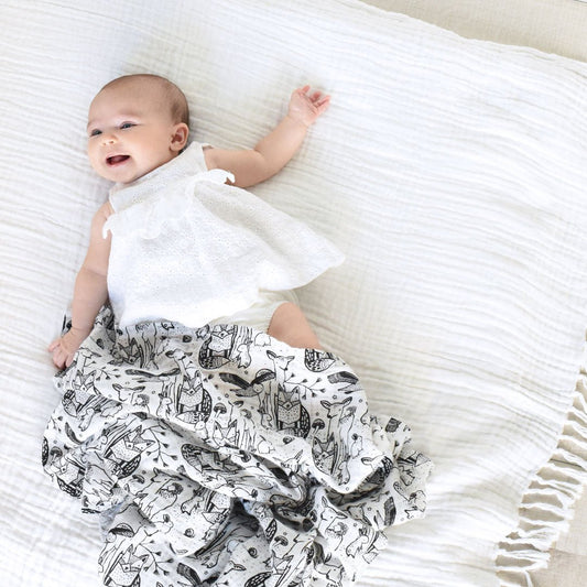 Organic Muslin Swaddle - Forest - Chickadees Wooden Toys