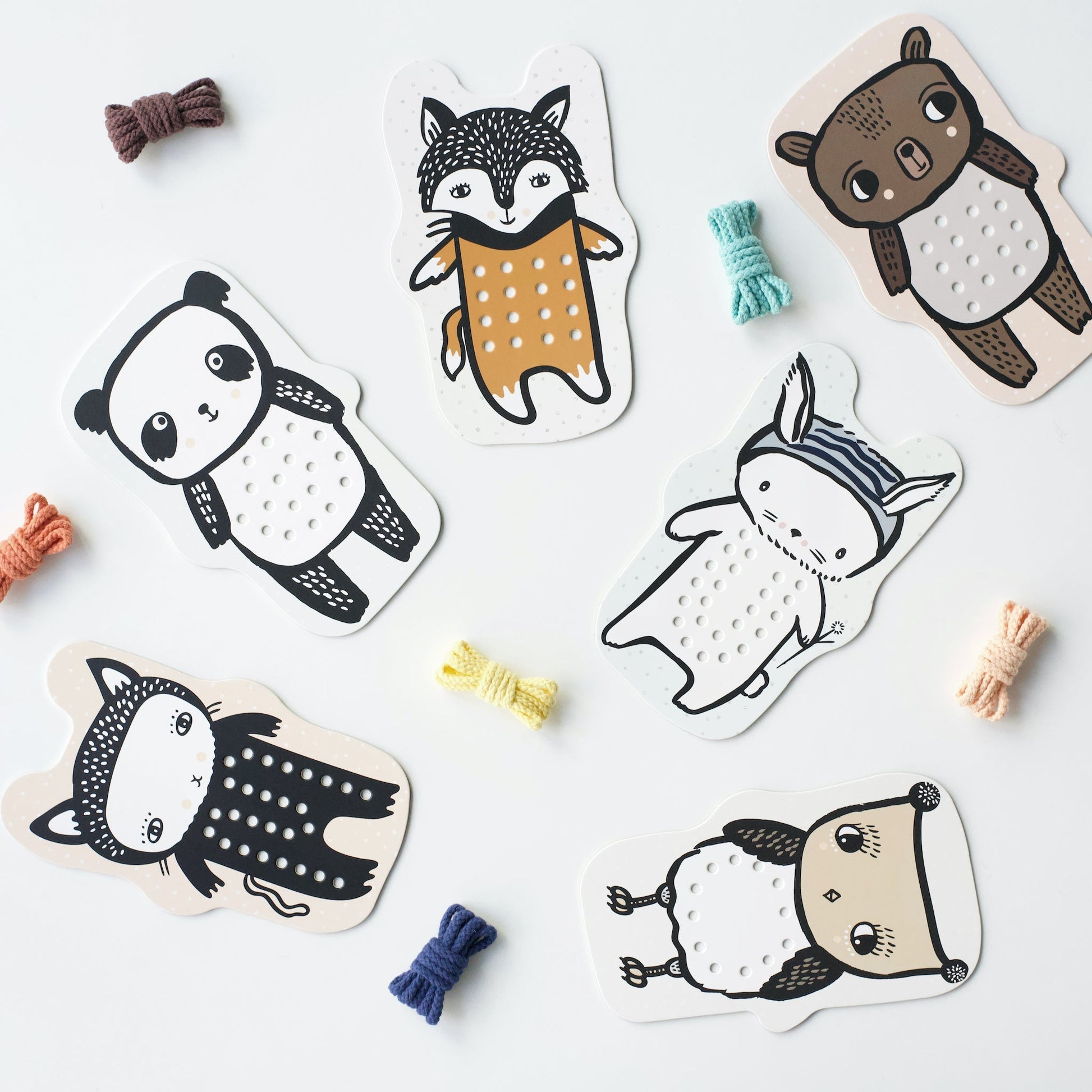 Lacing Cards - Baby Animals - Chickadees Wooden Toys