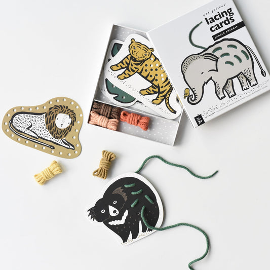 Lacing Cards - Jungle Animals - Chickadees Wooden Toys