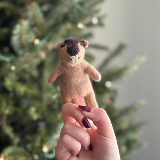 Wombat Finger Puppet - Chickadees Wooden Toys