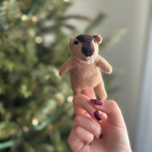 Wombat Finger Puppet - Chickadees Wooden Toys