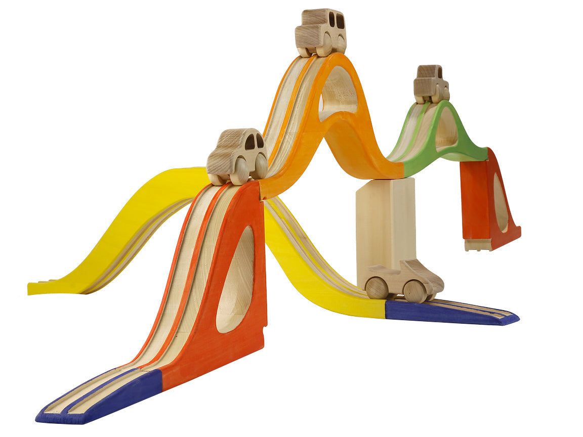 Cars with roads, bridges, and tunnels set