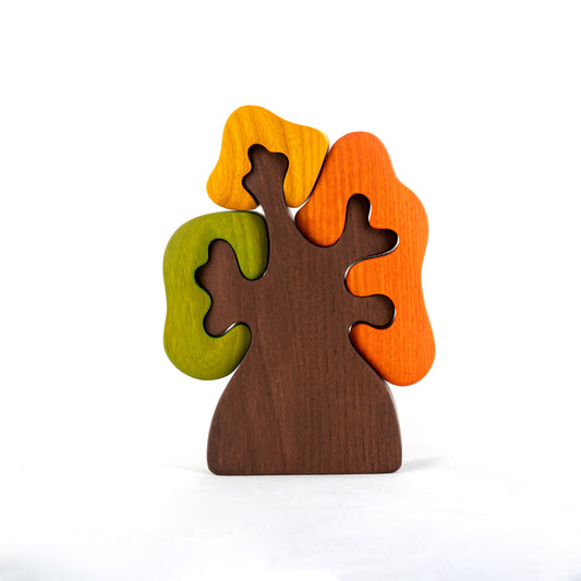 Wooden Autumn Tree with three crowns puzzle