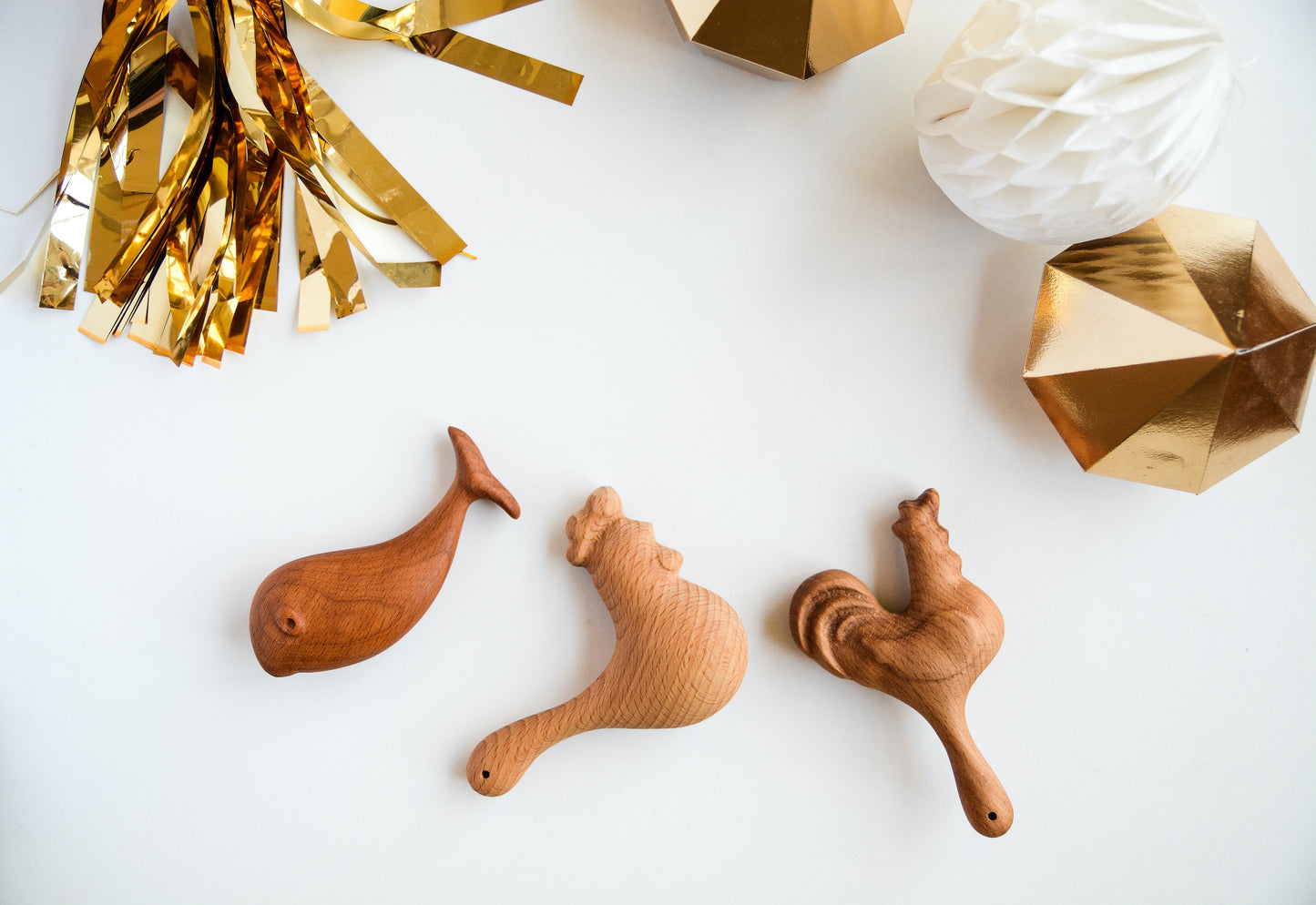 Organic Wooden Rattle toy Proud Rooster