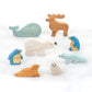 Waldorf Wooden Arctic Animals - Set of 8 Hand-Painted Polar Animals