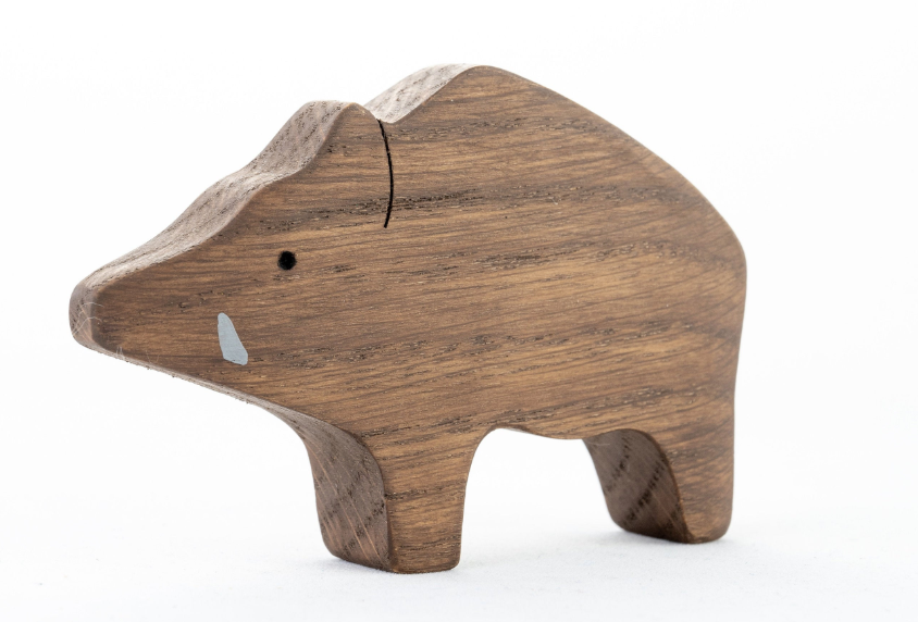 Handmade Wooden Boar Figurine