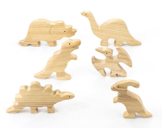 Wooden Dinosaur cutouts Natural set - Chickadees Wooden Toys