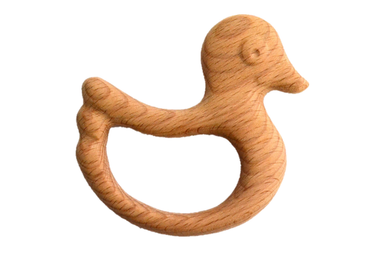 Organic Wooden Rattle-Teether Duck
