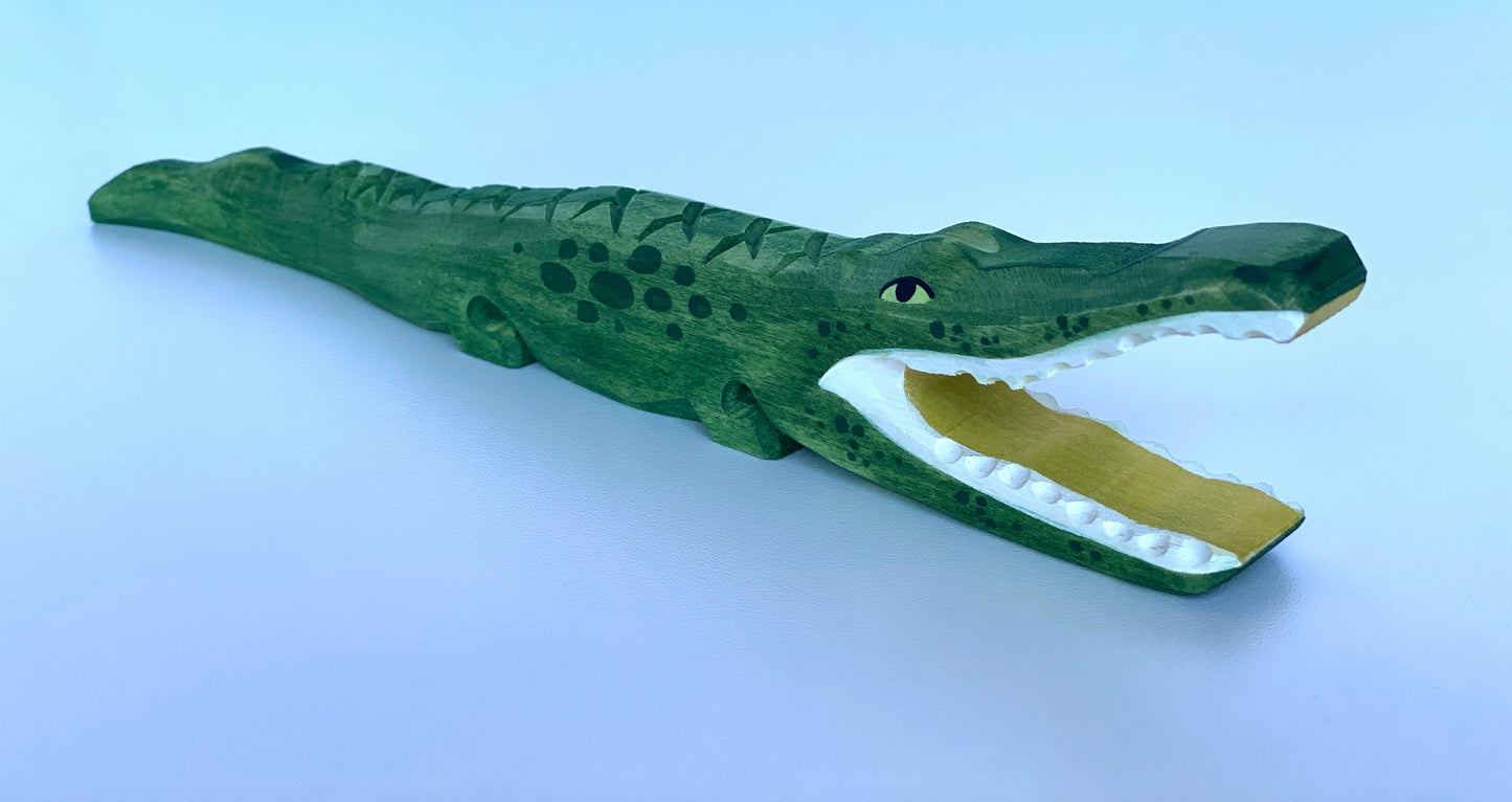 Hand Carved Wooden Alligator Toy