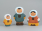 Wooden Arctic Inuit Family Set of 3