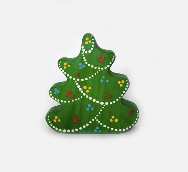 Wooden small tree figurine decorated