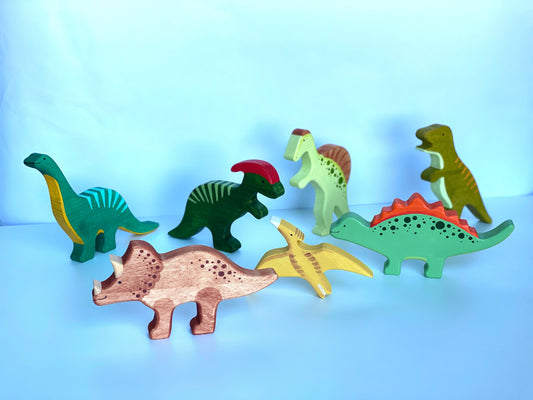 Wooden Dinosaur Set of 7 - Chickadees Wooden Toys